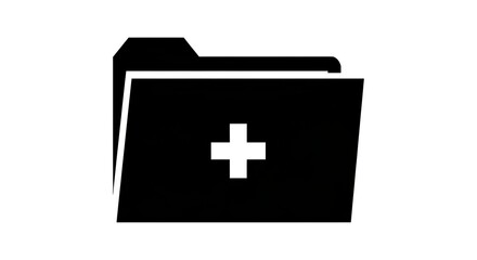 Obraz premium Black folder icon with white plus symbol