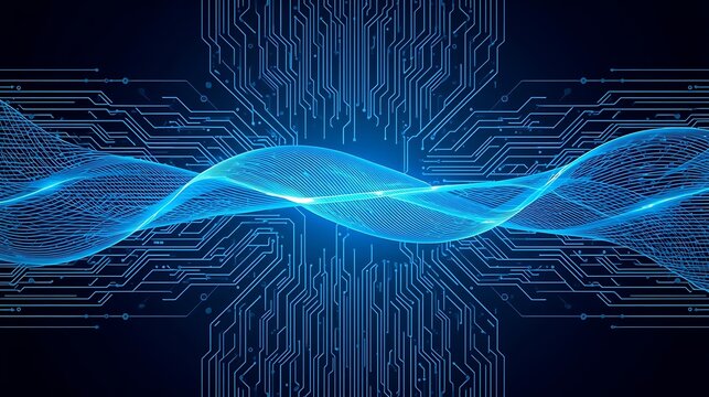 Abstract Digital Waveform and Circuit Board Pattern Background