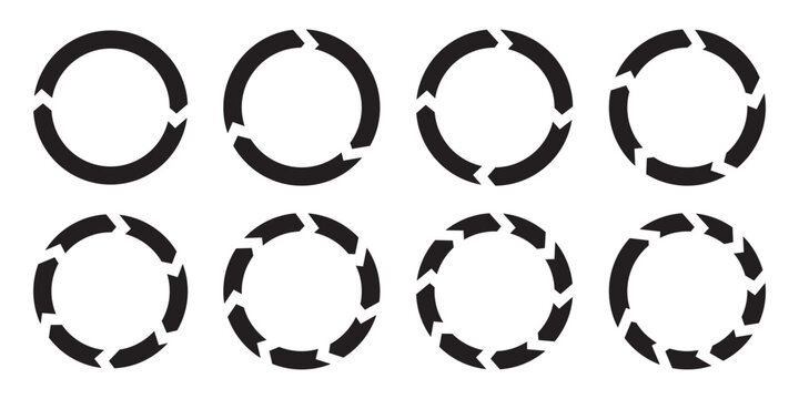 Circle diagram infographic set. Rotation round cycle vector scheme process template. 3, 4, 5, 6 parts.