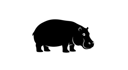 Minimalist hippo silhouette in flat vector style, perfect for creative branding, stationery, and poster design.