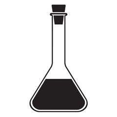 black and white silhouette of a Volumetric flask vector on a white background