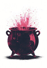 Graphic Scene of Cauldron with Splash Texture