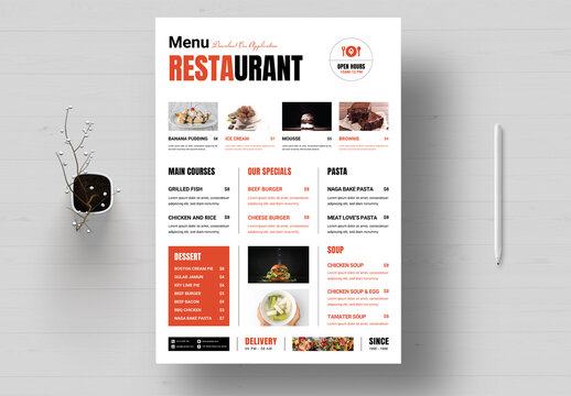 Minimalist Food Menu Template