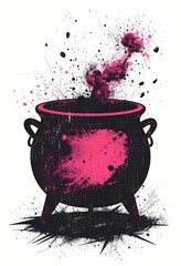 Abstract Cauldron with Colorful Splashes