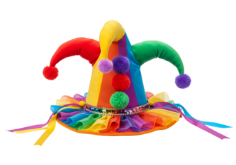 Vibrant Rainbow Jester Hat: Festive Costume Accessory