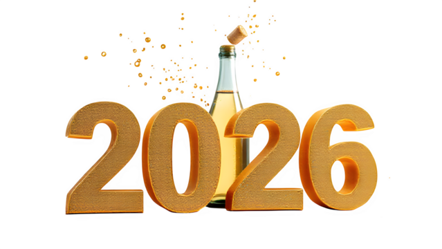 New Year 2026 Celebration, isolated on transparent background