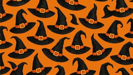 Obraz premium Halloween witch hats pattern