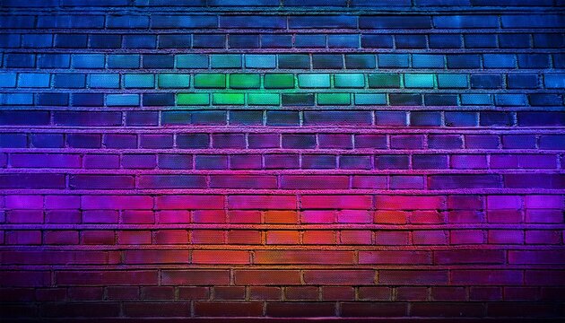 Vibrant Neon Brick Wall Background Neon Brick Wall Background Bright Colorful Eye Catching Glowing Fluorescent
