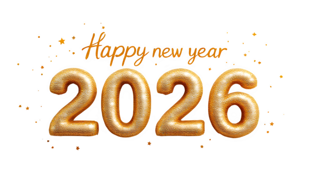 Golden New Year 2026 Celebration, isolated on transparent background