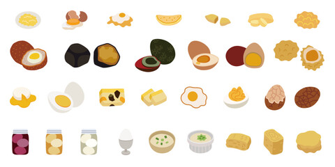A Collection of Different Cooked Egg Illustrations
