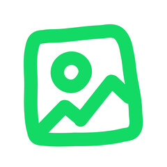 Hand Drawn Gallery Icon – Green Doodle Style