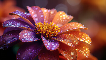 Fototapeta premium Macro Shot: Día de Muertos Marigold Petals on Velvet in Gothic Stained-Glass Style