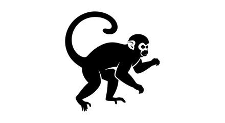 Obraz premium Black monkey silhouette isolated on white