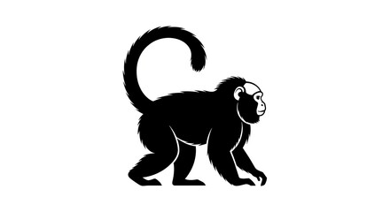 Fototapeta premium Black monkey silhouette on white background