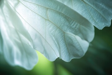Obraz premium A mesmerizing close-up of a translucent leaf showcasing delicate veins and ethereal light, creating a serene and natural abstract composition.