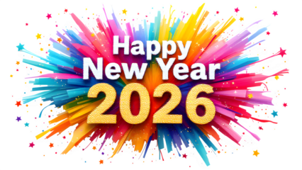 Happy New Year 2026 Celebration, isolated on transparent background