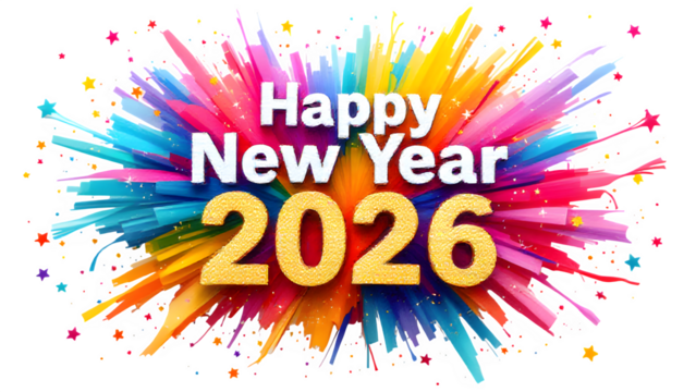 Happy New Year 2026 Celebration, isolated on transparent background