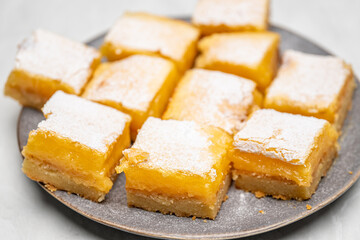Homemade Lemon Dessert Bars with Powdered Sugar