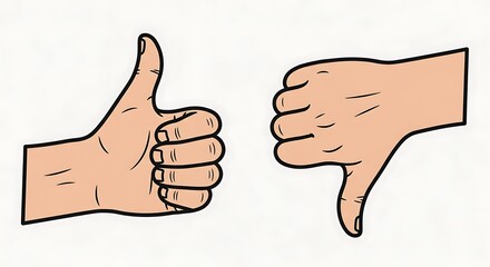 Thumbs Up and Thumbs Down Hand Gestures Illustration.