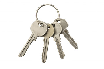 Keys on a keyring providing access and security for home or property, transparent background