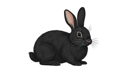 Obraz premium Black rabbit illustration isolated white background