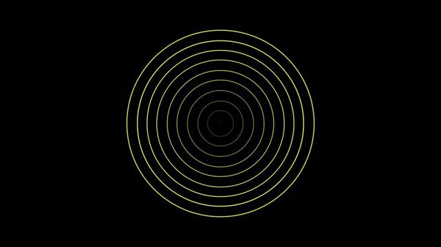 Yellow circle lines, location pointer animated with radio wave, seismic waves from earthquake epicenter, on green screen and black screen