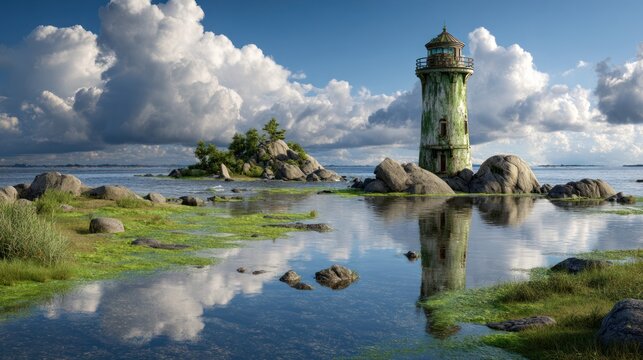 Lighthouse on a rocky shore