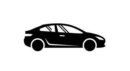 Fototapeta premium Black sedan car silhouette on white background