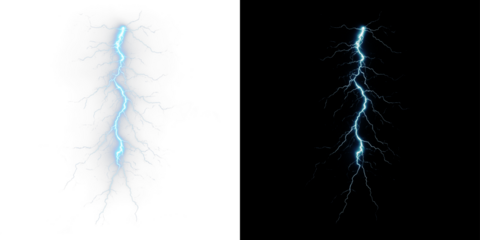 Stunning blue lightning strikes vividly on a dark background, perfect for creating captivating atmospheric visuals