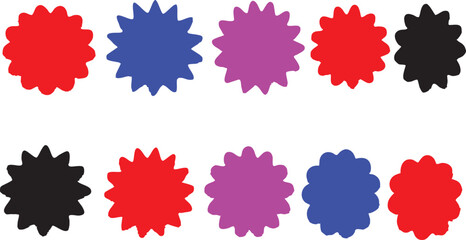 Vector set of bright graphic starburst elements for design and decoration