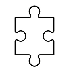 Simple Outline Puzzle Piece Icon Vector - Single Jigsaw Symbol for Problem Solving and Connection