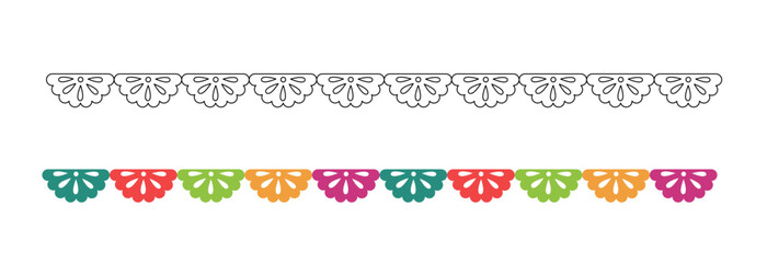 Decorative lace border vector illustration. Paper lace ornament design for scrapbooking and stencil. Floral pattern festive decorative garland.