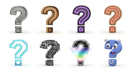 Discover creative solutions and ask bold questions with these whimsical and colorful question marks, perfect for brainstorming and problem-solving designs