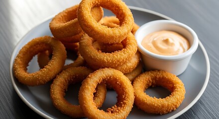 Crispy Onion Rings with Dip.