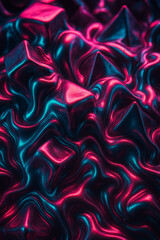 Abstract Cyberpunk Surface with Neon Lighting, Melting Metal Texture