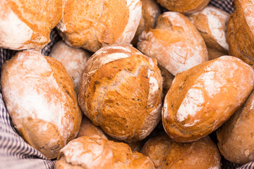 ruddy rolls of fresh warm grain bread