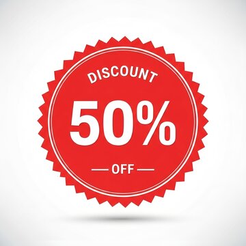 Limited time offer! Grab this eye-catching 50% discount badge for your next promotional campaign and boost sales today! Perfect for retail marketing.