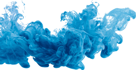 Dynamic flow of blue ink in water, an abstract liquid background