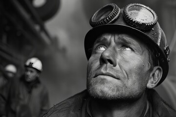 Miner looking up working in metallurgical industry