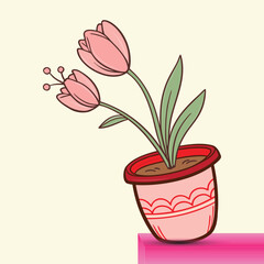 Hand drawn cartoon animated flower illustration
