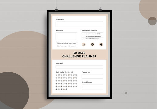 50 Days Challenge Planner Template Layout