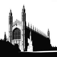 Fototapeta premium Gothic Style Cathedral Architecture Silhouette Vector Historical Building Design