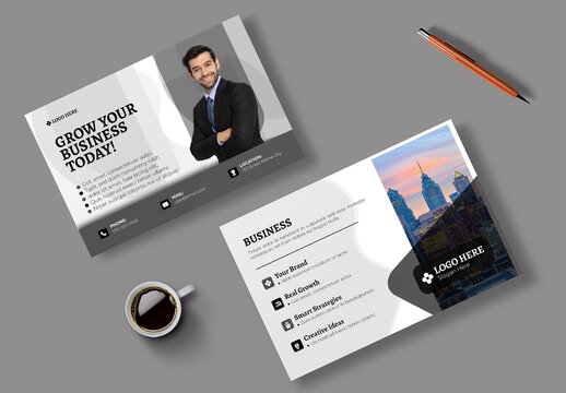Business Grow Post Card Template