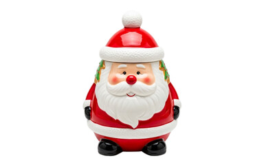 Santa claus cookie jar isolated on transparent background, festive container for holiday treats and sweets