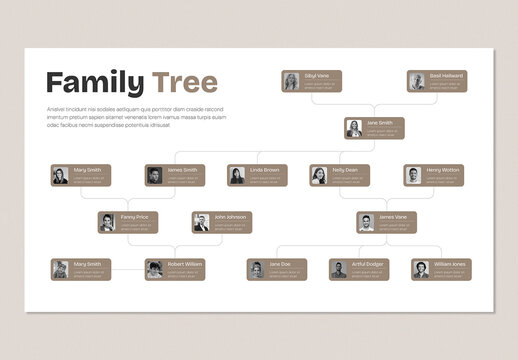 Editable Organizational Chart and Family Tree Infographic Presentation Design Template