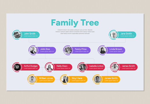 Modern Genealogy Family Tree Infographic and Business Org Chart Presentation Template