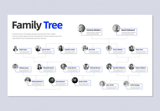Family Tree Diagram and Corporate Organizational Chart Infographic Template