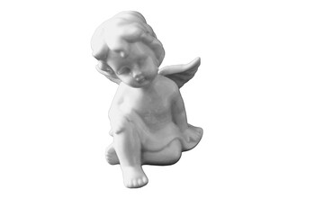  Statue od cheramic angel with wings dreaming 
