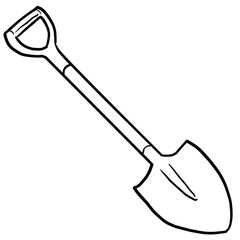 Simple and realistic line drawing of a shovel