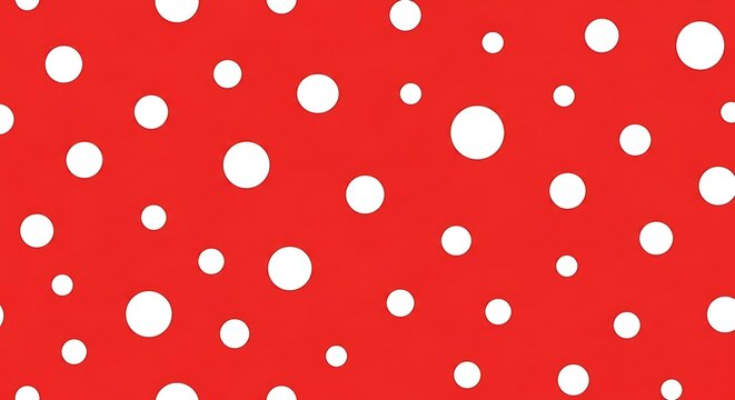 Vibrant red background with white polka dots. - Powered by Adobe